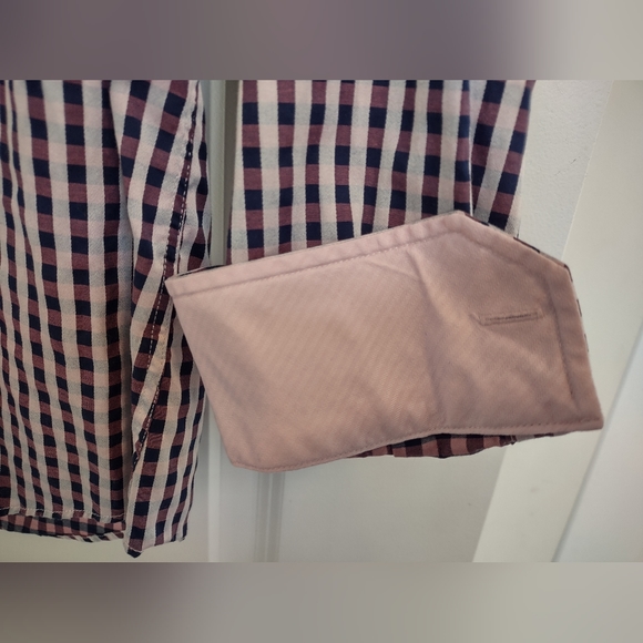 Johnston & Murphy Men's Purple White Plaid Button down Shirt Size M - Picture 10 of 11